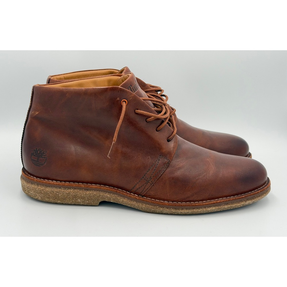 Timberland Chukka Boots 8.5W Brown Leather Made in Portugal Mens A2DQV